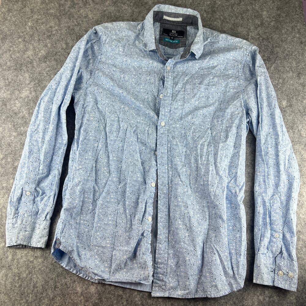 MBX Premium Goods‎ Mens M Long Sleeve Shirt Button Up Light Blue Floral